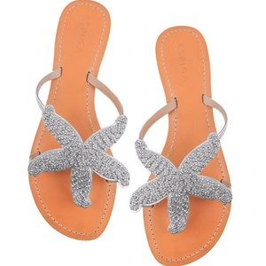 Aspiga crafted by hand silver starfish sandals